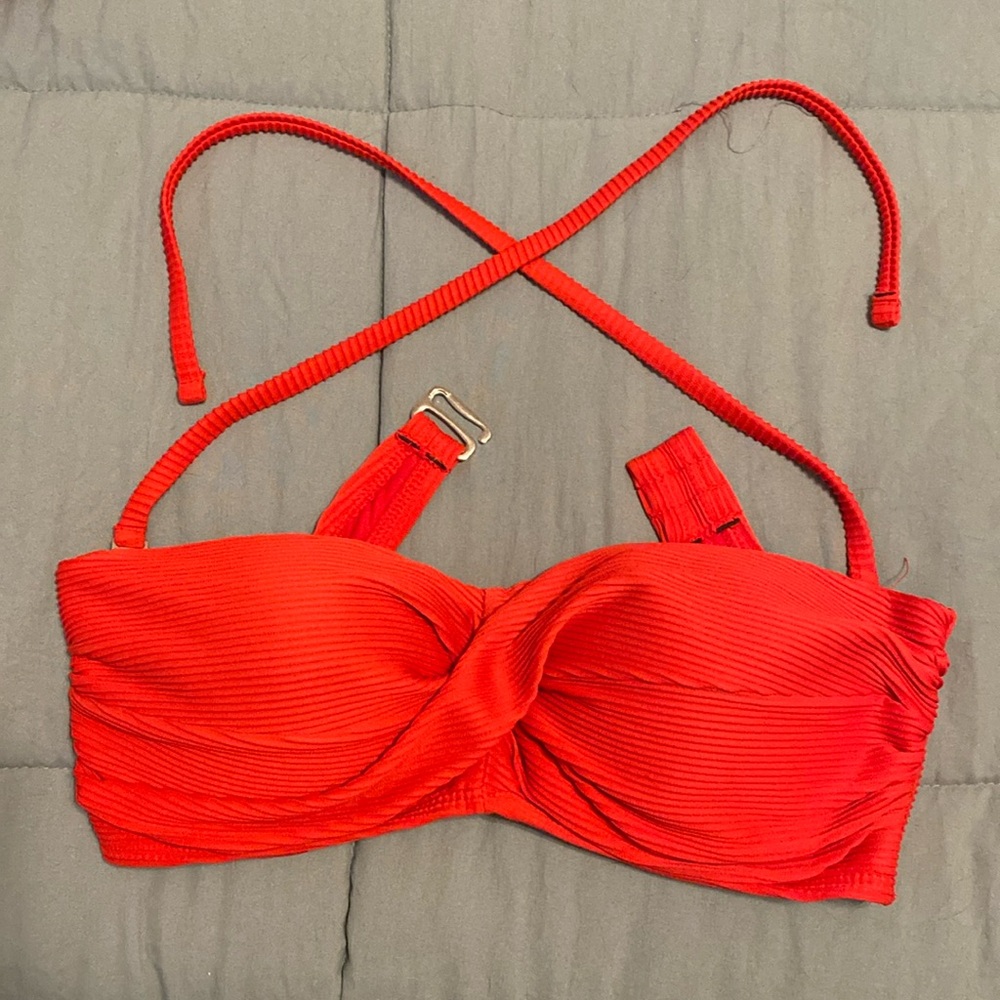 Red Bikini Top Convertible Strapless Size Medium